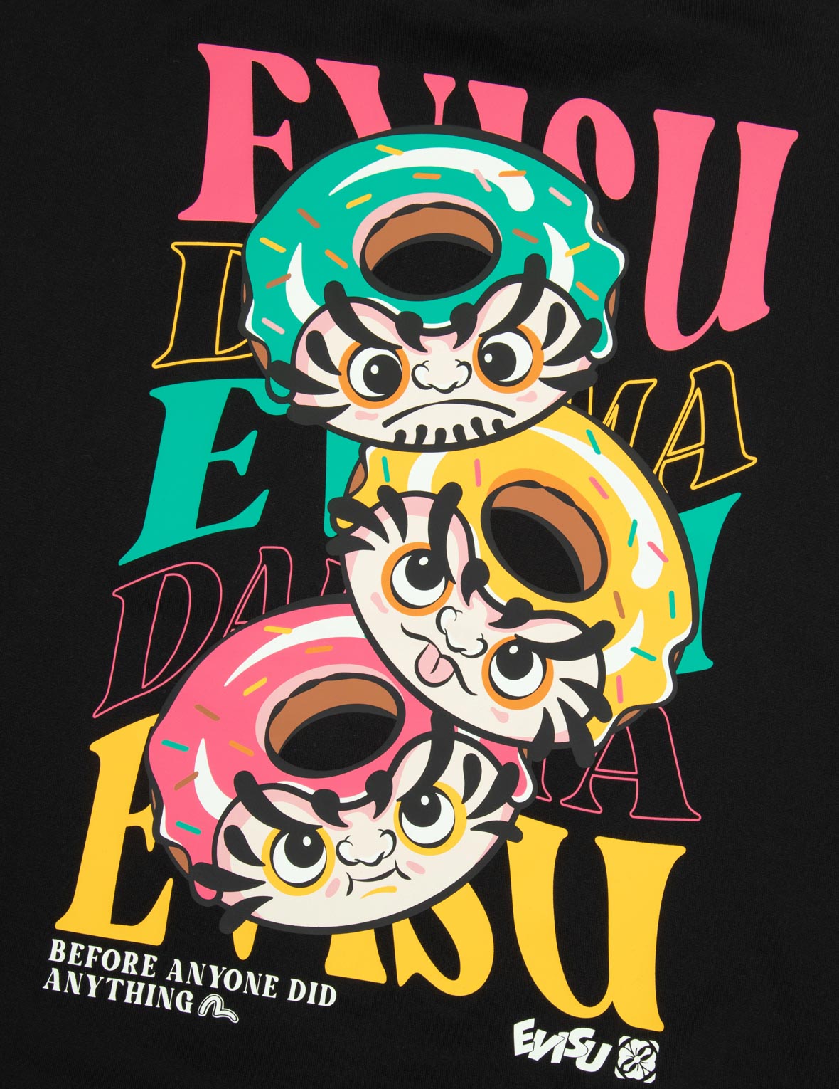 Logo Embroidery and Donut Daruma Print Fashion Fit T-shirt