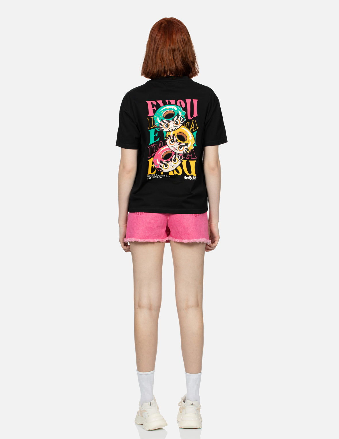 Logo Embroidery and Donut Daruma Print Fashion Fit T-shirt