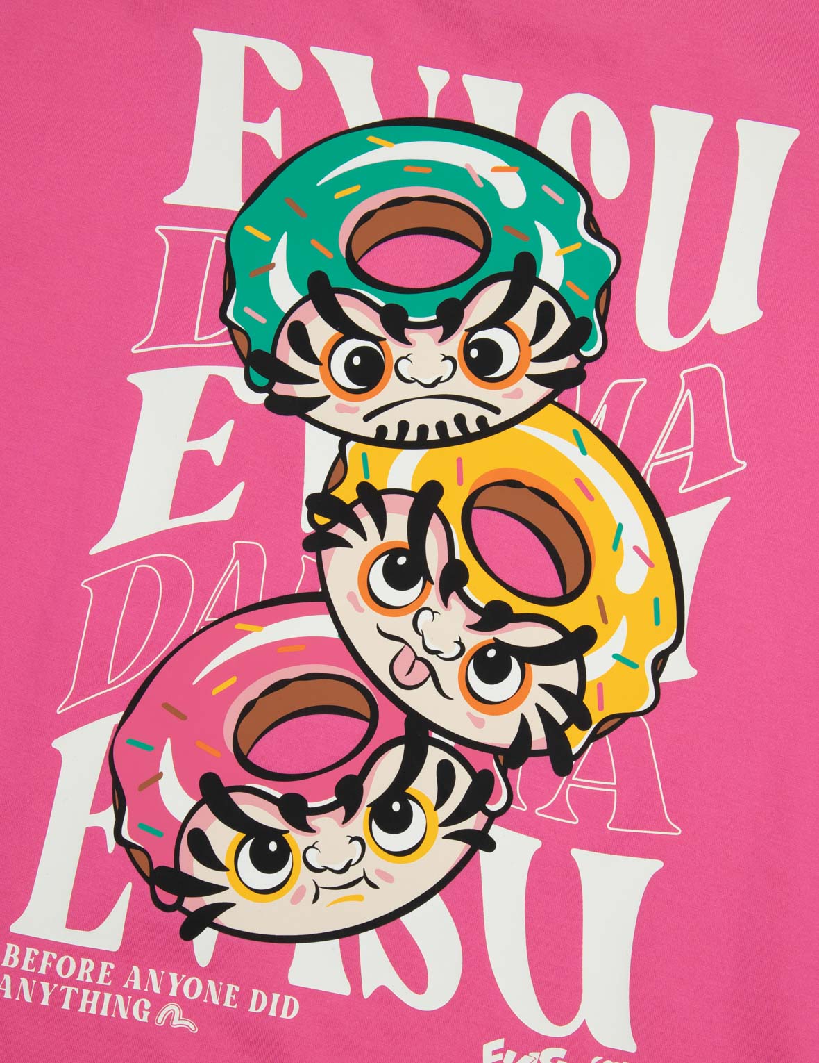 Logo Embroidery and Donut Daruma Print Fashion Fit T-shirt