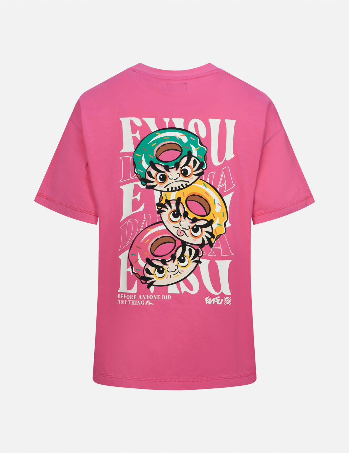 Logo Embroidery and Donut Daruma Print Fashion Fit T-shirt